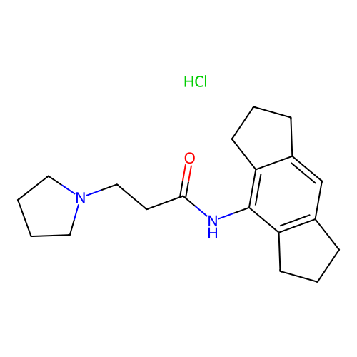 1-Pyrrolidinepropanamide, N-(1,2,3,5,6,7-hexahydro-s-indacen-4-yl)-, monohydrochloride structure