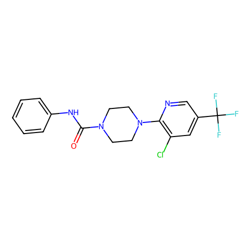 4-[3-chloro-5-(trifluoromethyl)pyridin-2-yl]-N-phenylpiperazine-1-carboxamide structure