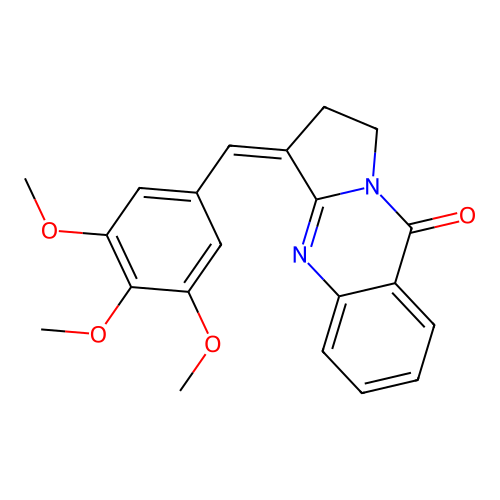 (Z)-3-(3,4,5-trimethoxybenzylidene)-2,3-dihydropyrrolo[2,1-b]quinazolin-9(1H)-one structure