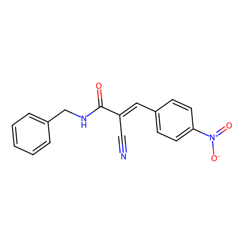 N-benzyl-2-cyano-3-(4-nitrophenyl)prop-2-enamide structure
