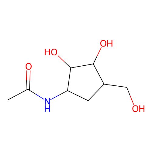 N-[2,3-dihydroxy-4-(hydroxymethyl)cyclopentyl]acetamide structure