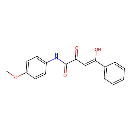 4-hydroxy-N-(4-methoxyphenyl)-2-oxo-4-phenylbut-3-enamide structure