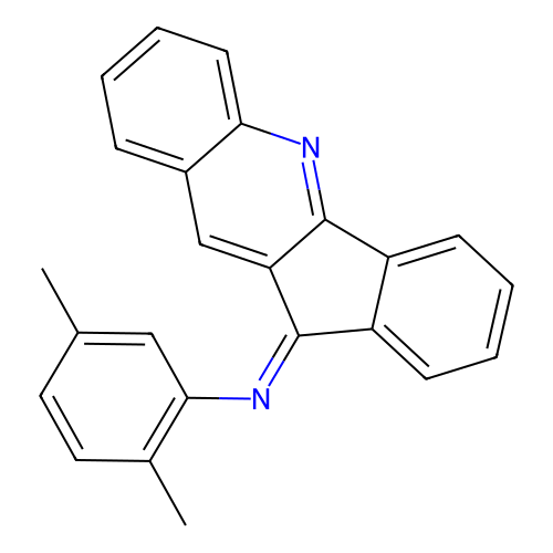 N-(2,5-dimethylphenyl)-N-(11H-indeno[1,2-b]quinolin-11-ylidene)amine structure