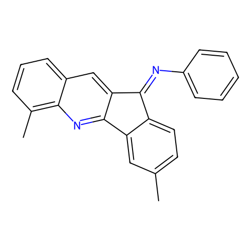 N-[(11Z)-3,6-dimethyl-11H-indeno[1,2-b]quinolin-11-ylidene]aniline structure
