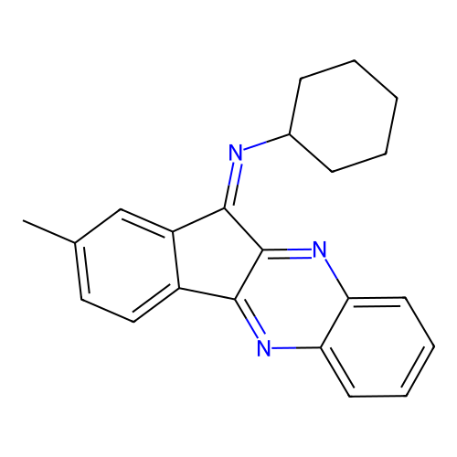 N-[(11Z)-2-methyl-11H-indeno[1,2-b]quinoxalin-11-ylidene]cyclohexanamine structure