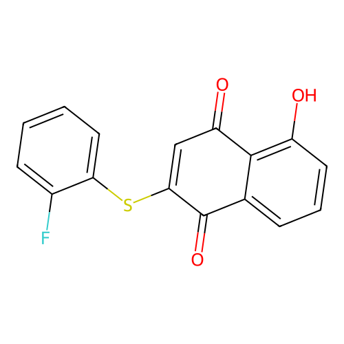 2-(2-Fluorophenyl)sulfanyl-5-hydroxy-naphthalene-1,4-dione structure