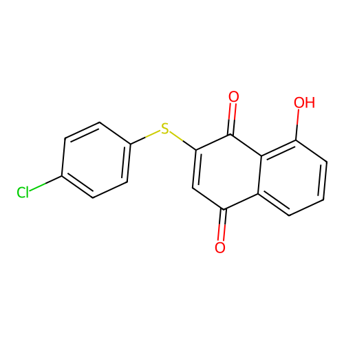 2-(4-Chlorophenyl)sulfanyl-8-hydroxy-naphthalene-1,4-dione structure