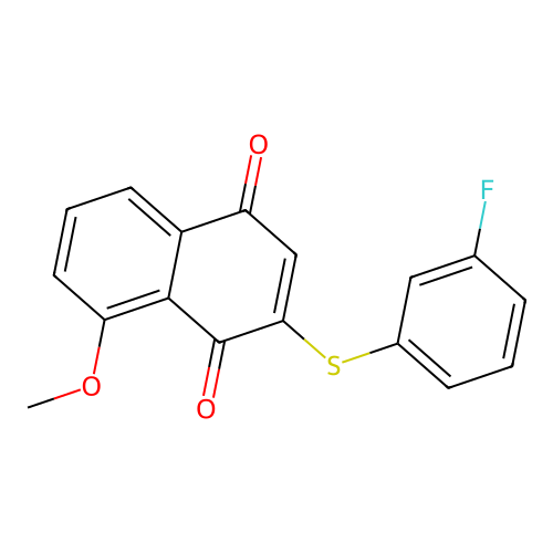 2-(3-Fluorophenyl)sulfanyl-8-methoxy-naphthalene-1,4-dione structure