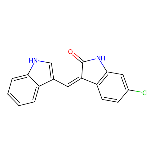 (Z)-3-((1H-indol-3-yl)methylene)-6-chloroindolin-2-one structure