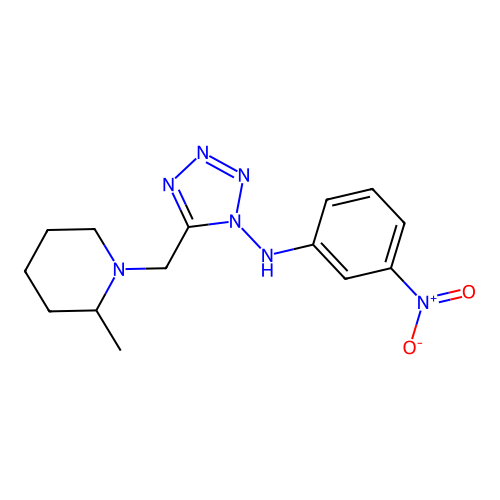 [5-(2-Methyl-piperidin-1-ylmethyl)-tetrazol-1-yl]-(3-nitro-phenyl)-amine structure
