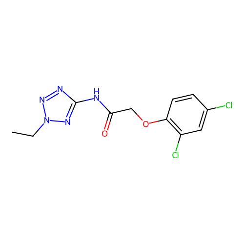 2-(2,4-dichlorophenoxy)-N-(2-ethyl-2H-tetrazol-5-yl)acetamide structure