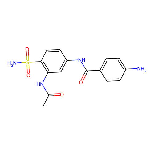 2-Acetamido-4-((4-aminobenzoyl)amino)benzenesulphonamide structure