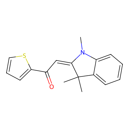 1-(2-Thienyl)-2-(1,3,3-trimethylindolin-2-ylidene)ethan-1-one structure