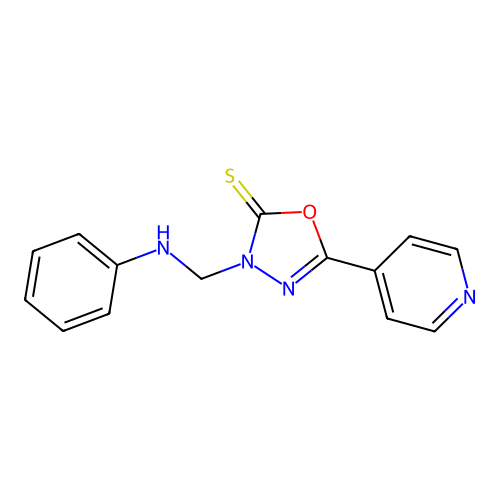 1,3,4-Oxadiazole-2(3H)-thione, 3-((phenylamino)methyl)-5-(4-pyridinyl)- structure