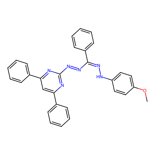 N-(4,6-diphenylpyrimidin-2-yl)imino-N'-(4-methoxyanilino)benzenecarboximidamide structure