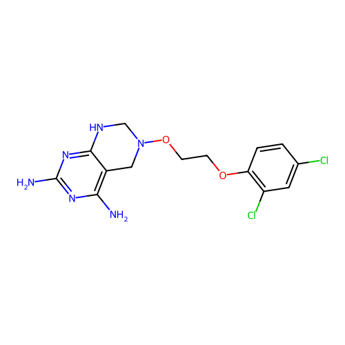 6-[2-(2,4-dichlorophenoxy)ethoxy]-7,8-dihydro-5H-pyrimido[4,5-d]pyrimidine-2,4-diamine structure