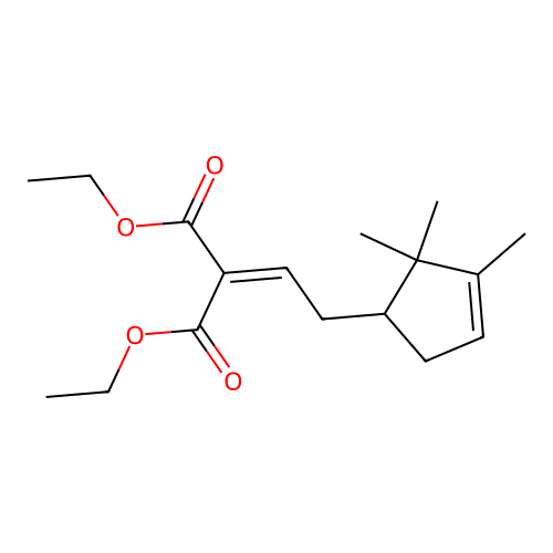 Diethyl (2-(2,2,3-trimethyl-3-cyclopenten-1-yl)ethylidene)malonate structure