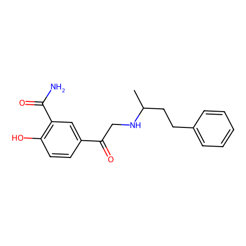 2-Hydroxy-5-(2-(((1RS)-1-methyl-3-phenylpropyl)amino)acetyl)benzamide structure
