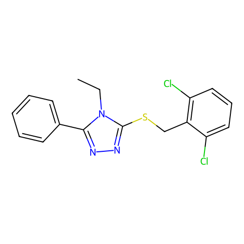 3-[(2,6-Dichlorophenyl)methylthio]-4-ethyl-5-phenyl-1,2,4-triazole structure
