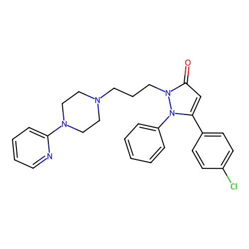3H-Pyrazol-3-one, 1,2-dihydro-1,5-(4-chlorophenyl)-1-phenyl-2-(3-(4-(2-pyridinyl)-1-piperazinyl)propyl)- structure