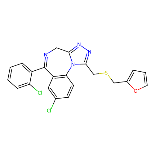 4H-(1,2,4)Triazolo(4,3-a)(1,4)benzodiazepine, 8-chloro-6-(2-chlorophenyl)-1-(((2-furanylmethyl)thio)methyl)- structure