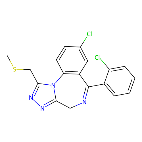 4H-(1,2,4)Triazolo(4,3-a)(1,4)benzodiazepine, 8-chloro-6-(2-chlorophenyl)-1-((methylthio)methyl)- structure