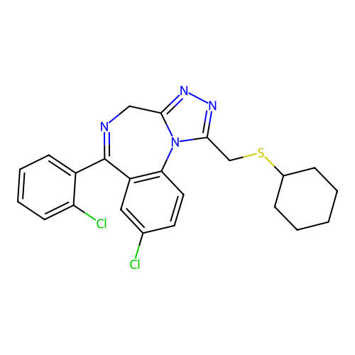 4H-(1,2,4)Triazolo(4,3-a)(1,4)benzodiazepine, 8-chloro-6-(2-chlorophenyl)-1-((cyclohexylthio)methyl)- structure