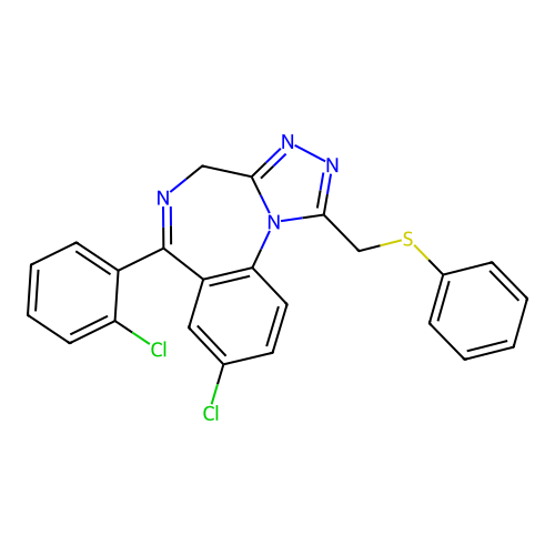 4H-(1,2,4)Triazolo(4,3-a)(1,4)benzodiazepine, 8-chloro-6-(2-chlorophenyl)-1-((phenylthio)methyl)- structure