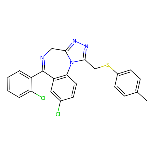 4H-(1,2,4)Triazolo(4,3-a)(1,4)benzodiazepine, 8-chloro-6-(2-chlorophenyl)-1-(((4-methylphenyl)thio)methyl)- structure