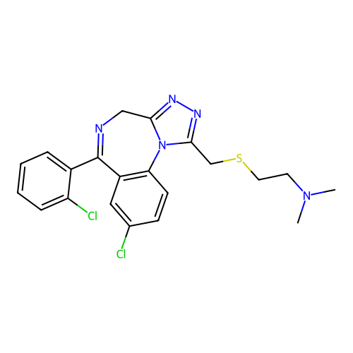 Ethanamine, 2-(((8-chloro-6-(2-chlorophenyl)-4H-(1,2,4)triazolo(4,3-a)(1,4)benzodiazepin-1-yl)methyl)thio)-N,N-dimethyl- structure