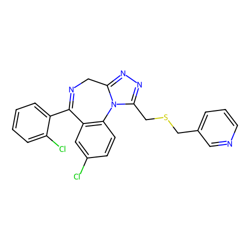 4H-(1,2,4)Triazolo(4,3-a)(1,4)benzodiazepine, 8-chloro-6-(2-chlorophenyl)-1-(((3-pyridinylmethyl)thio)methyl)- structure