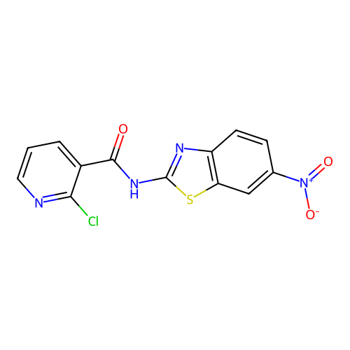 2-chloro-N-(6-nitro-1,3-benzothiazol-2-yl)pyridine-3-carboxamide structure