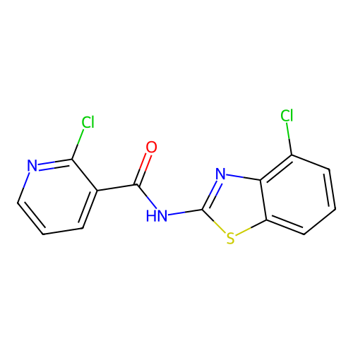 2-chloro-N-(4-chloro-1,3-benzothiazol-2-yl)pyridine-3-carboxamide structure