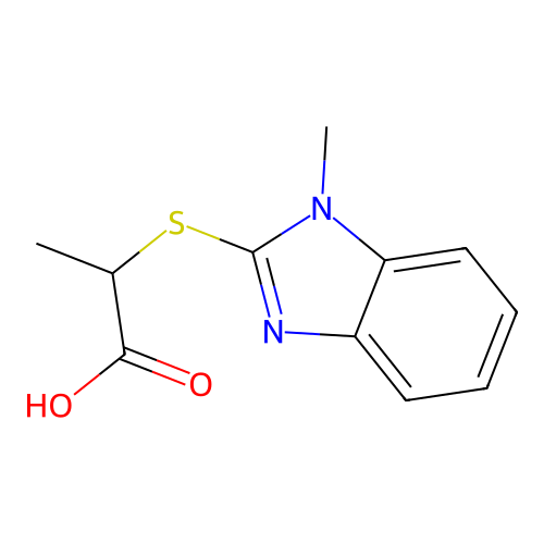 2-((1-Methyl-1H-benzo[d]imidazol-2-yl)thio)propanoic acid structure