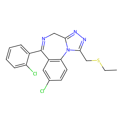 4H-(1,2,4)Triazolo(4,3-a)(1,4)benzodiazepine, 8-chloro-6-(2-chlorophenyl)-1-((ethylthio)methyl)- structure