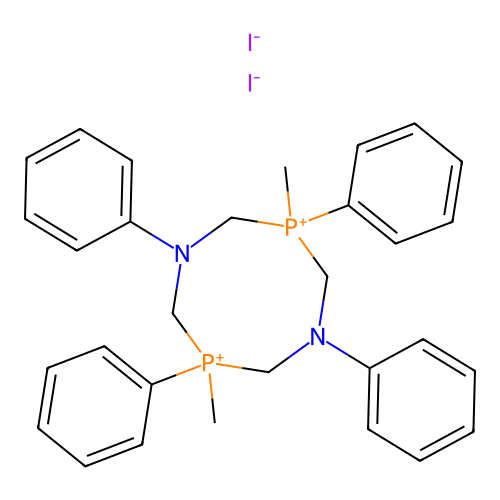 3,7-Dimethyl-1,3,5,7-tetraphenyl-1,5,3,7-diazadiphosphocane-3,7-diium diiodide structure