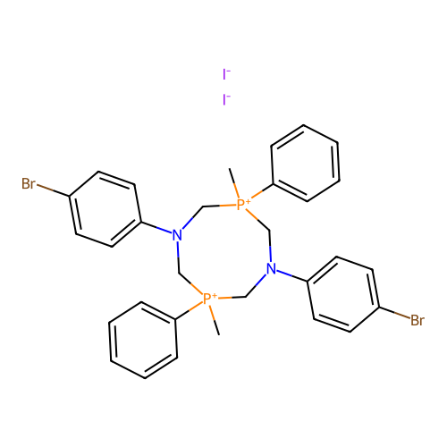 1,5,3,7-Diazadiphosphocinium, 1,5-bis(4-bromophenyl)-3,7-dimethyl-3,7-diphenyl-, diiodide structure