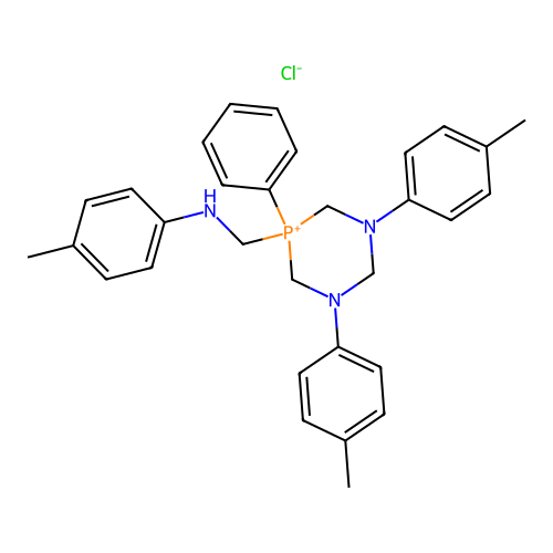 1,3,5-Diazaphosphorinium, 1,3-bis(4-methylphenyl)-5-(((4-methylphenyl)amino)methyl)-5-phenyl-, chloride structure