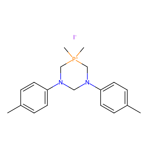 1,3,5-Diazaphosphorinium, 1,3-bis(4-methylphenyl)-5,5-dimethyl-, iodide structure