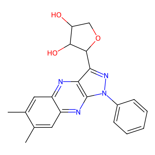 2-(6,7-Dimethyl-1-phenylpyrazolo[4,3-b]quinoxalin-3-yl)oxolane-3,4-diol structure