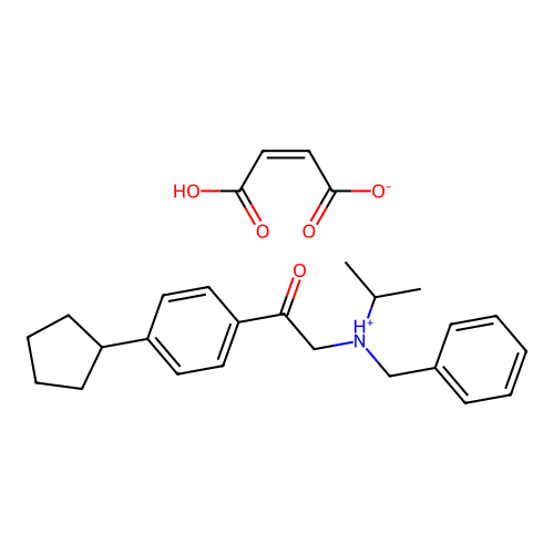 1-(4-Cyclopentylphenyl)-2-((1-methylethyl)(phenylmethyl)amino)ethanone maleate hydrate structure