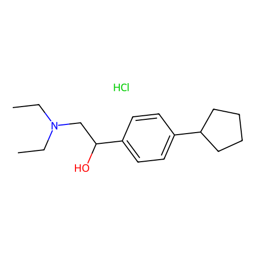 Benzenemethanol, 4-cyclopentyl-alpha-((diethylamino)methyl)-, hydrochloride structure