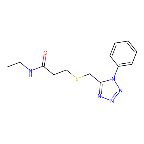 Propanamide, N-ethyl-3-(((1-phenyl-1H-tetrazol-5-yl)methyl)thio)- structure