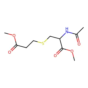 Methyl (2R)-2-acetamido-3-(2-methoxycarbonylethylsulfanyl)propanoate structure