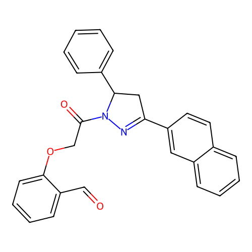 2-[2-(5-naphthalen-2-yl-3-phenyl-3,4-dihydropyrazol-2-yl)-2-oxoethoxy]benzaldehyde structure