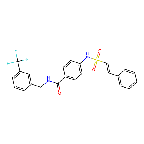 4-(2-phenylethenesulfonamido)-N-{[3-(trifluoromethyl)phenyl]methyl}benzamide structure