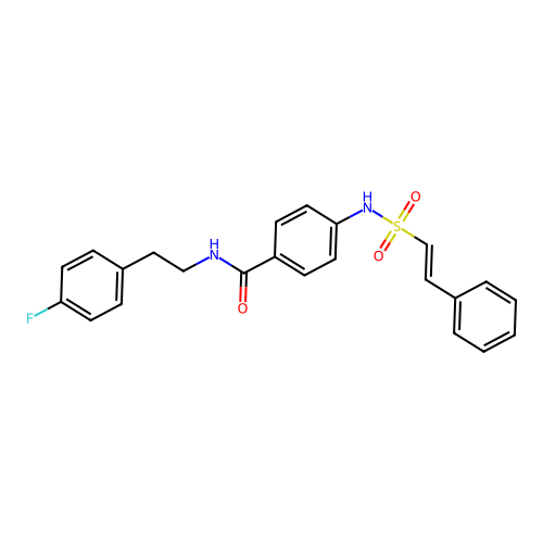 N-[2-(4-fluorophenyl)ethyl]-4-(2-phenylethenesulfonamido)benzamide structure