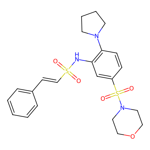 (E)-N-(5-morpholin-4-ylsulfonyl-2-pyrrolidin-1-ylphenyl)-2-phenylethenesulfonamide structure