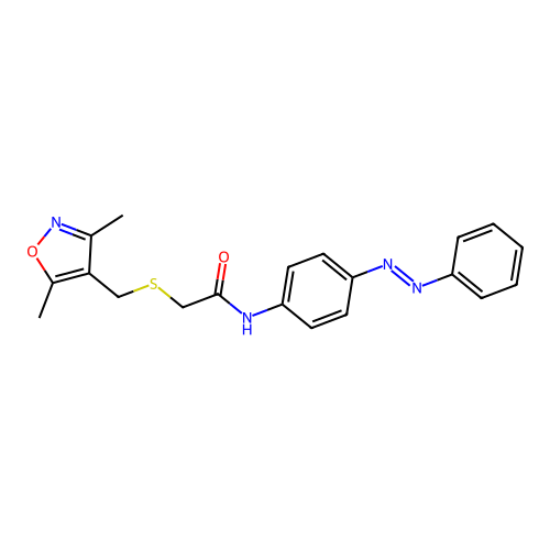 Acetamide, 2-[[(3,5-dimethyl-4-isoxazolyl)methyl]thio]-N-[4-(2-phenyldiazenyl)phenyl]- structure