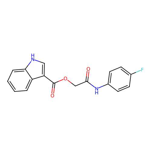[2-(4-fluoroanilino)-2-oxoethyl] 1H-indole-3-carboxylate structure